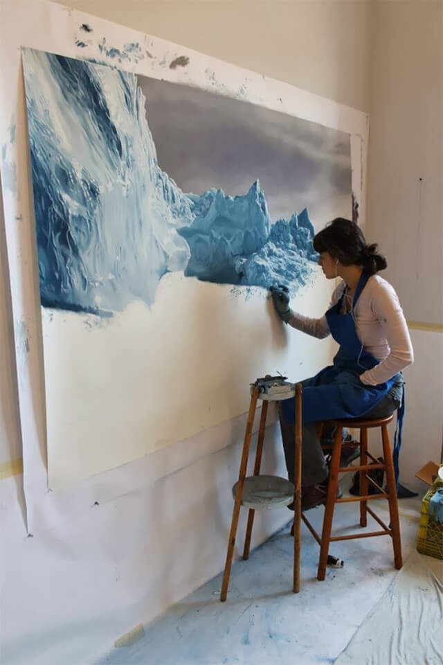Phororealistic Icebergs Finger Paintings by Zaria Forman